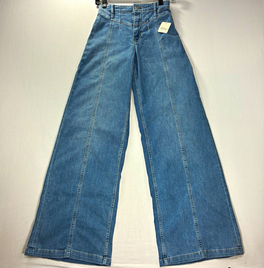 Free People We The Free Wide-Leg Jeans Women’s 25 Medium Wash Blue High Rise